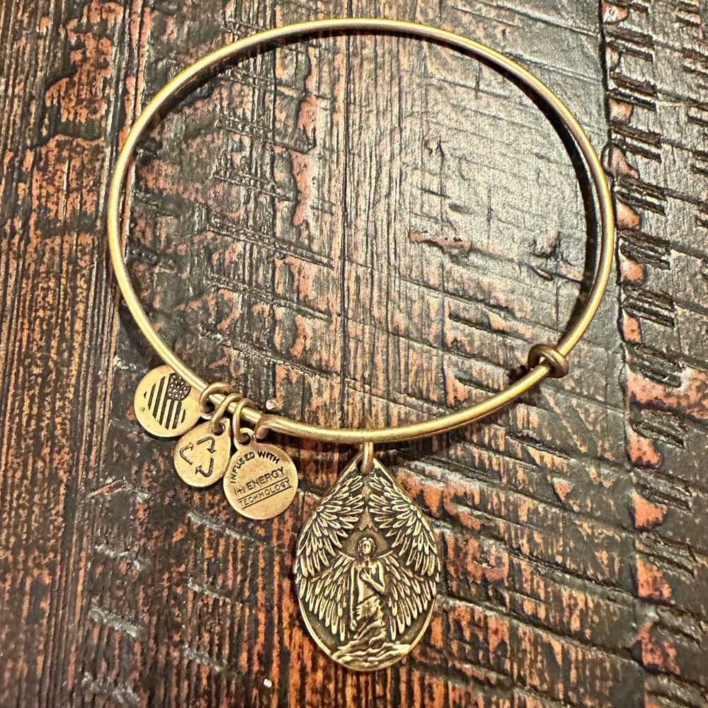 Alex and Ani Matte Gold Guardian of Peace Bangle Charm Bracelet